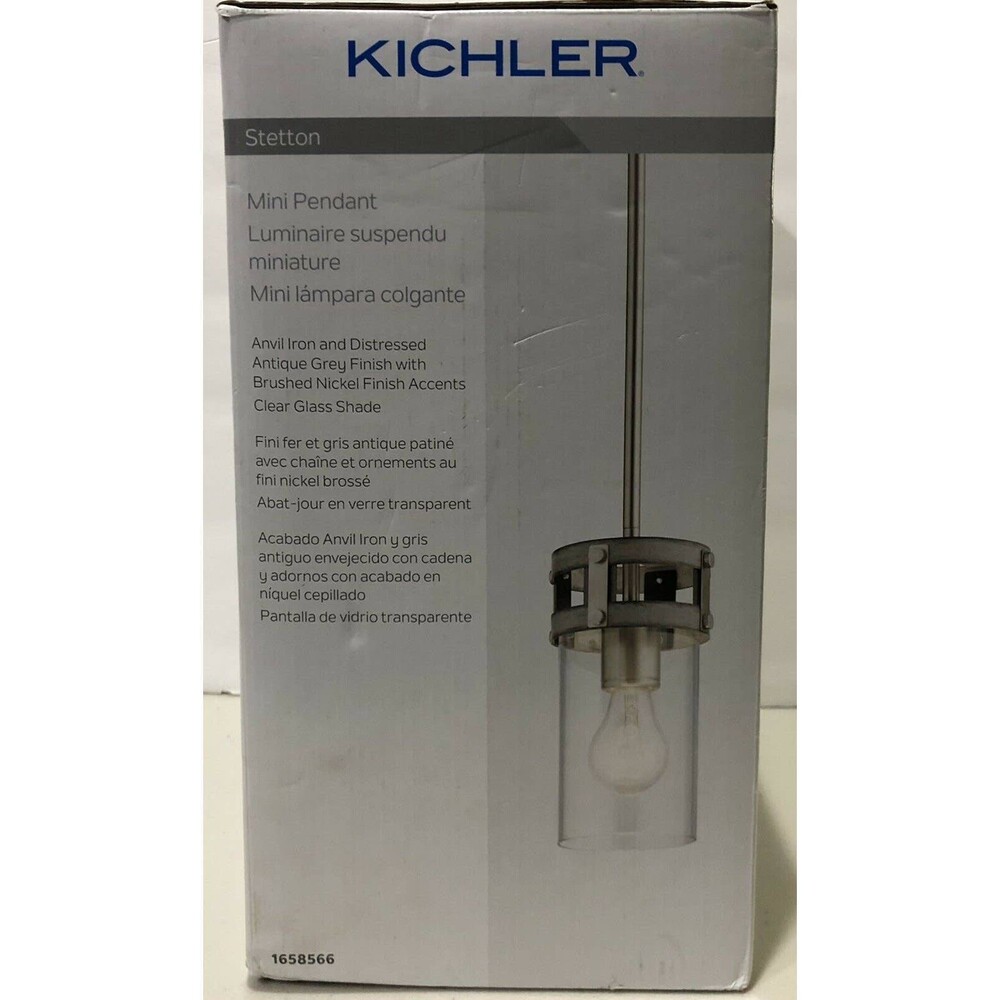 Kichler Stetton Anvil Iron and Distressed Antique Grey Mini Pendant Light